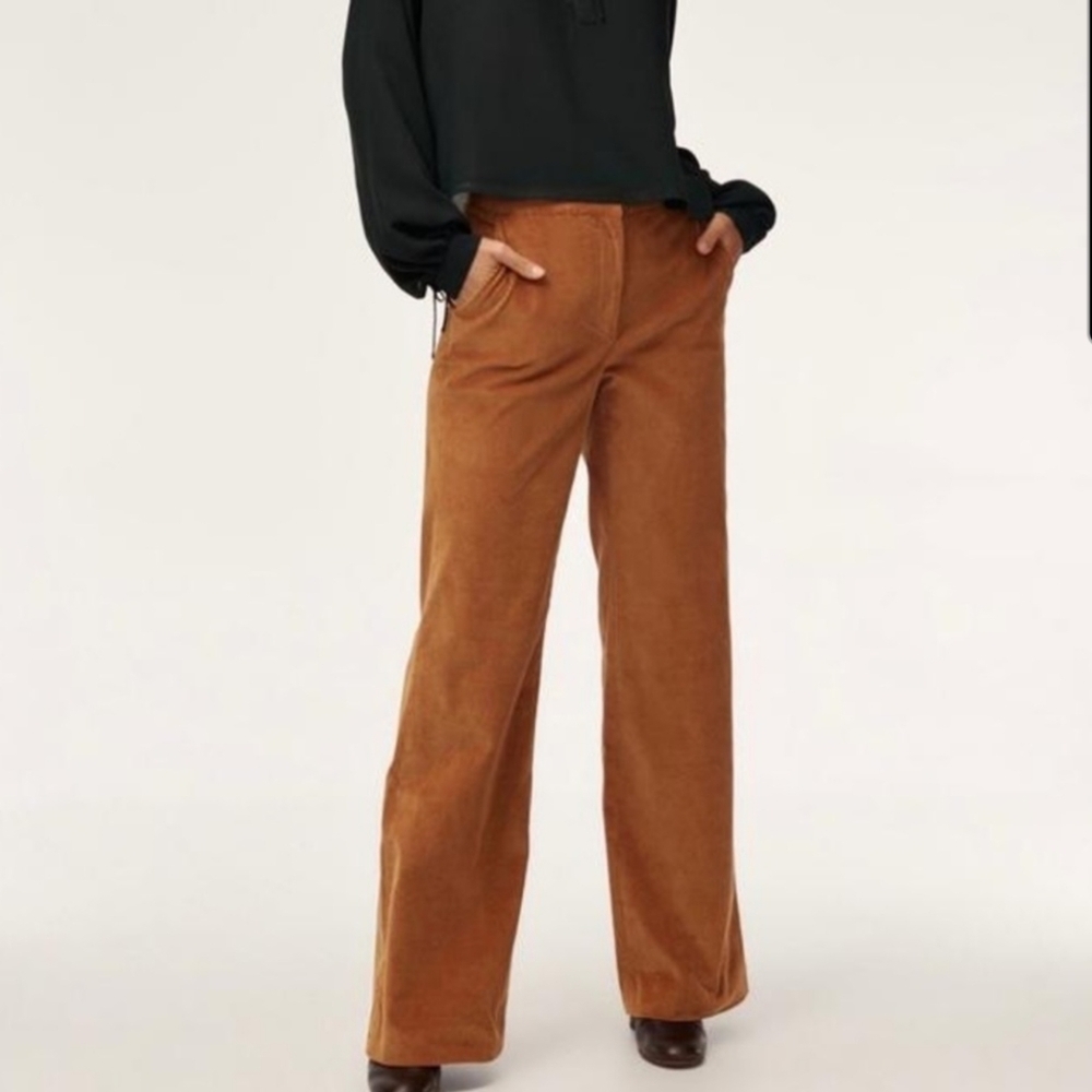 Babaton Cole Corduroy Pants Size 2 Wide Leg EUC